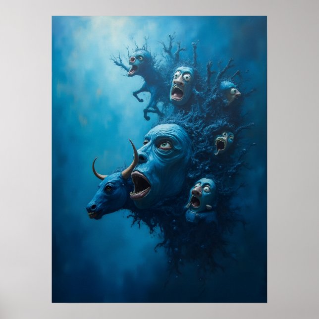 Surreal Blue Skräm Poster (Framsidan)
