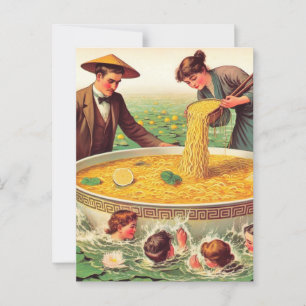 Surreal Bowl of Noodles Bassäng i dammen Vykort