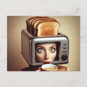 Surreal Breakfast Woman Vykort