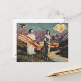 Surreal Breakfast Women Sunny Side Up Egg Vykort