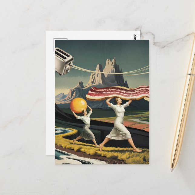 Surreal Breakfast Women Vykort (Fram/Back In Situ)