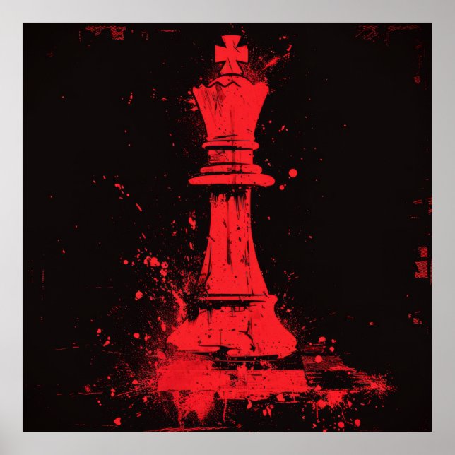 Surreal Broken Chess Kung Poster av Ralph Steadman (Framsidan)