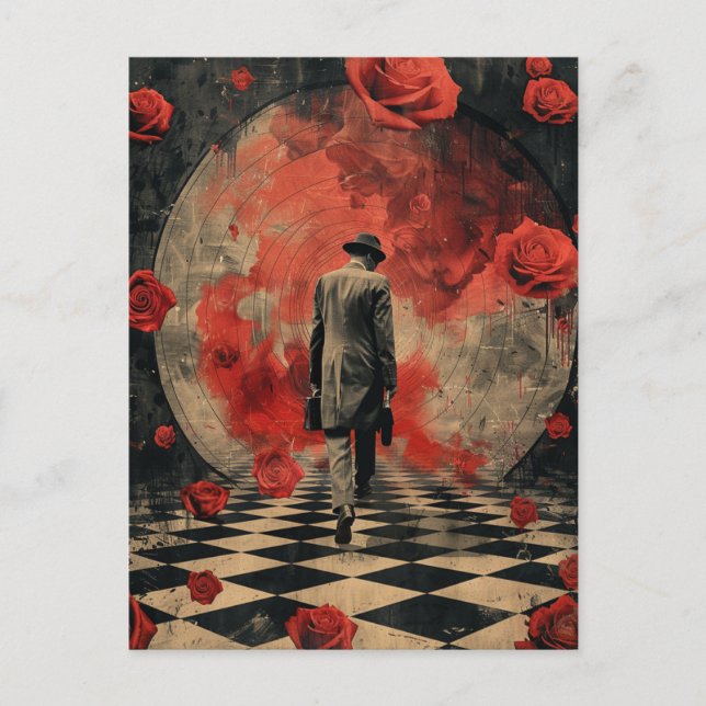 Surreal Business Person Collage Vykort (Framsida)