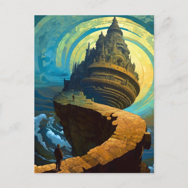 Surreal Castle Ligcape Fantasy Art Vykort (Framsida)
