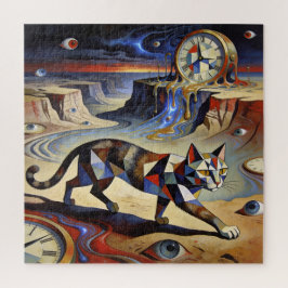 Surreal Cat Melting Clocks Dali Picasso Inspired Pussel