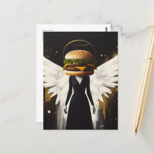 Surreal Cheeseburger Angel Vykort