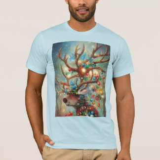 Surreal Christmas Reindeer With Ornaments & Lights T Shirt