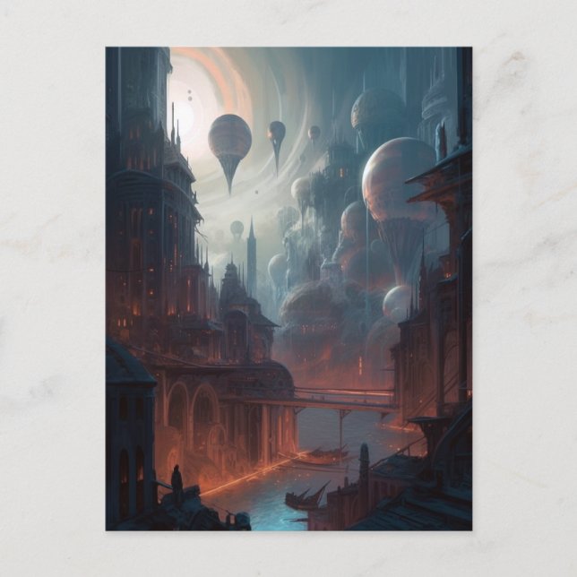 Surreal City Fantasy Art Vykort (Framsida)