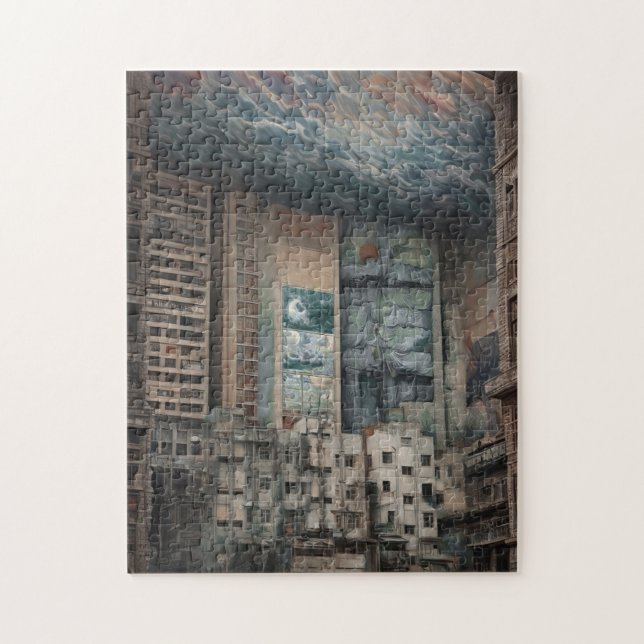 Surreal Cityscape Artwork Pussel (Vertikal)
