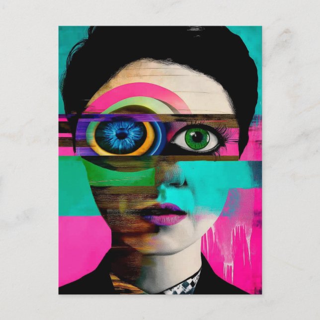 Surreal Colorful Abstrakt Woman Vykort (Framsida)