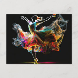 Surreal Colorful Dancing Ballerina Vykort