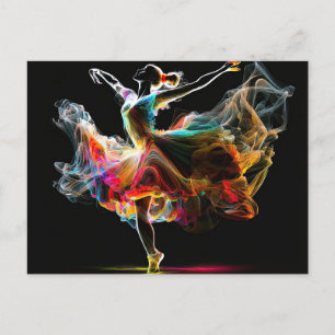 Surreal Colorful Dancing Ballerina Vykort
