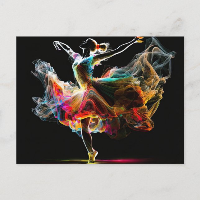 Surreal Colorful Dancing Ballerina Vykort (Framsida)