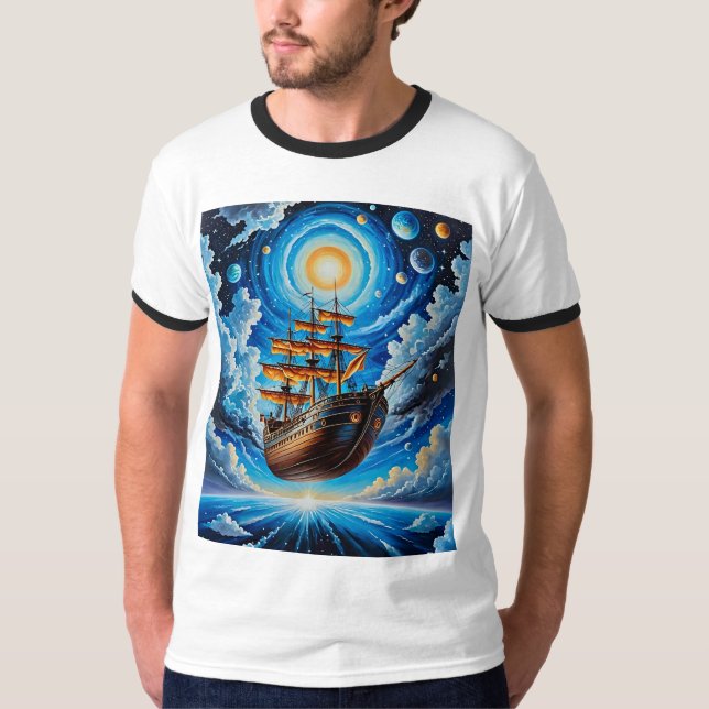 Surreal Cosmic Flies Frakt Fantasy Art Shirt T Shirt (Framsida)