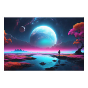Surreal Cosmic liggande Fantasy Astronaut Fototryck