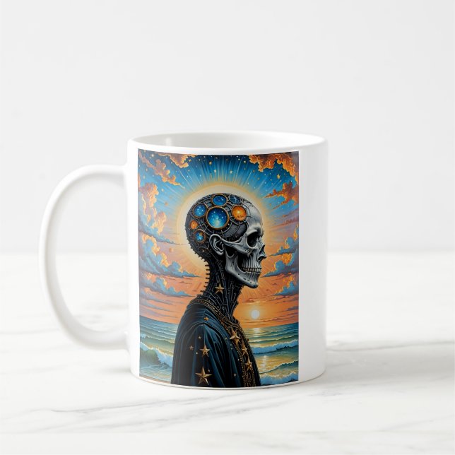 Surreal Cosmic Skull - Futuristiska Galaxy A Kaffemugg (Vänster)