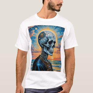Surreal Cosmic Skull T-Shirt - Sunset Galaxy Arts!