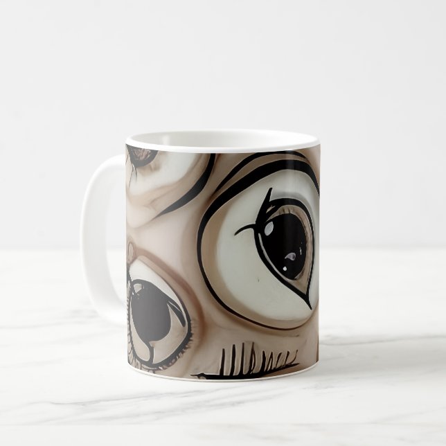 Surreal Creepy Eyes Horror Weirdcore Melting Flesh Kaffemugg (Framsida vänster)