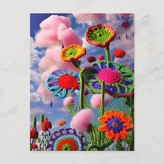 Surreal Crochetéblommor och Rosa Clouds Vykort