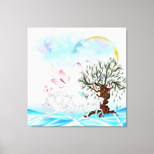 Surreal Crystal Horse Carriage Wrapped Canvas (Framsida)