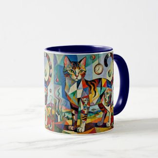 Surreal Cubist Style Cat Art Mugg