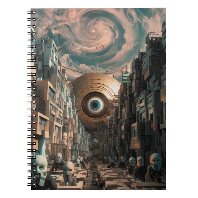 Surreal Cyberpunk City Anteckningsbok (Framsidan)