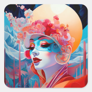 Surreal Dam Fantasy Art Fyrkantigt Klistermärke
