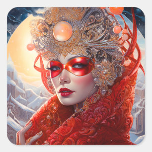 Surreal Dam Fantasy Art Fyrkantigt Klistermärke