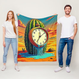 Surreal Desert Clock Art Fleecefilt