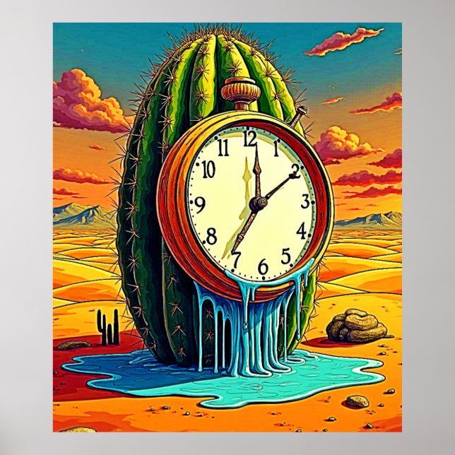 Surreal Desert Clock Art Poster (Framsidan)