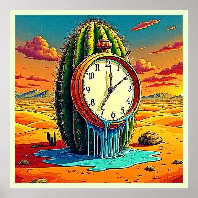 Surreal Desert Clock Art Poster (Framsidan)