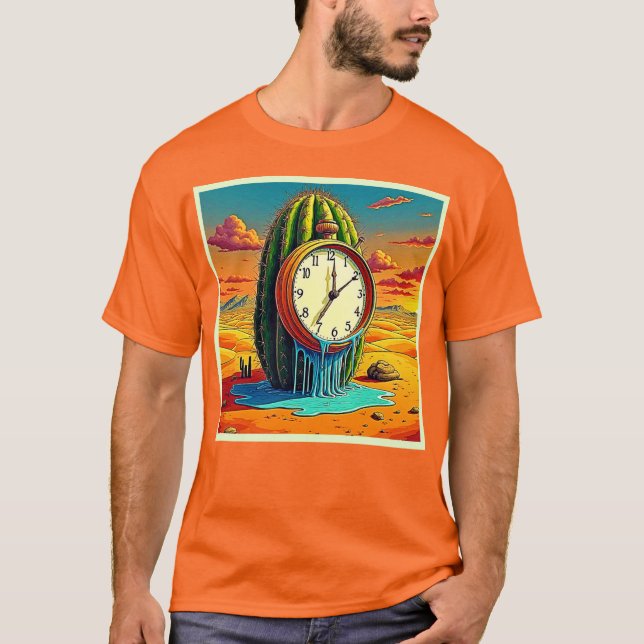 Surreal Desert Clock Art T Shirt (Framsida)