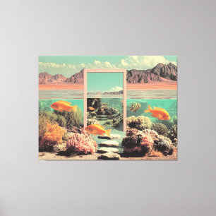 Surreal Desert Ocean med dörr Canvastryck