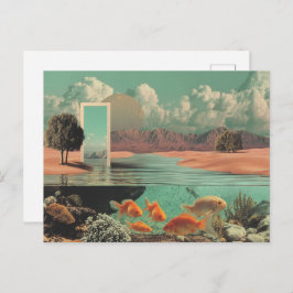 Surreal Doorway in Desert with Underwater Vykort