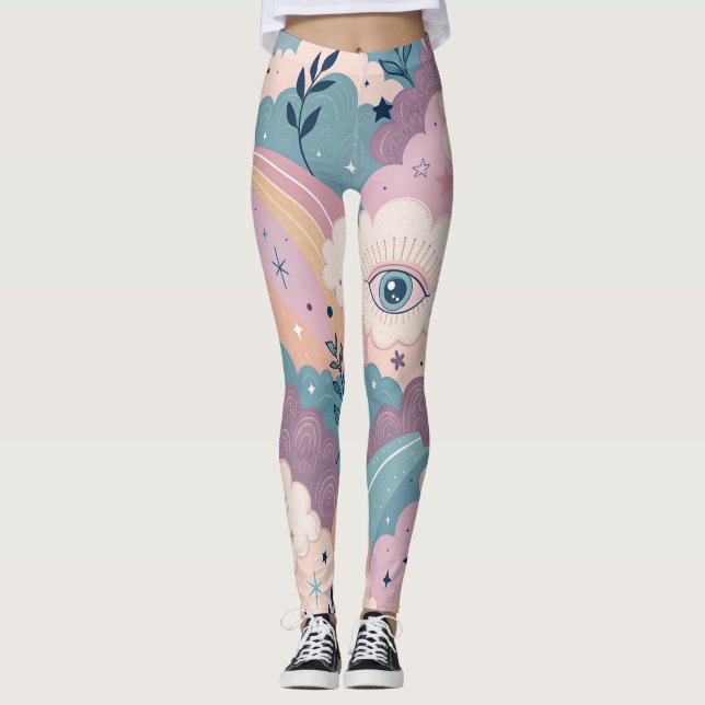 Surreal Dreamcore Texture – Seamless Ethereal  Leggings (Framsida)