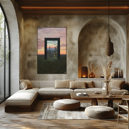 Surreal Dreamlike Gateway to City i Fält Poster