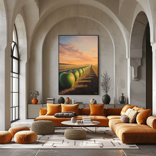 Surreal Dreamscape Apples i Twilight Fält Poster