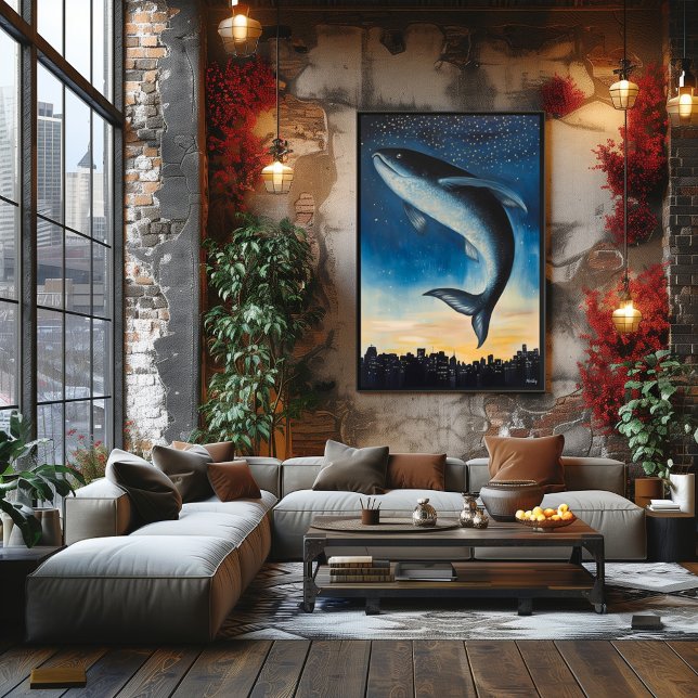 Surreal Dreamscape Fish Flytande över Urban skylin Poster (Skapare uppladdad)