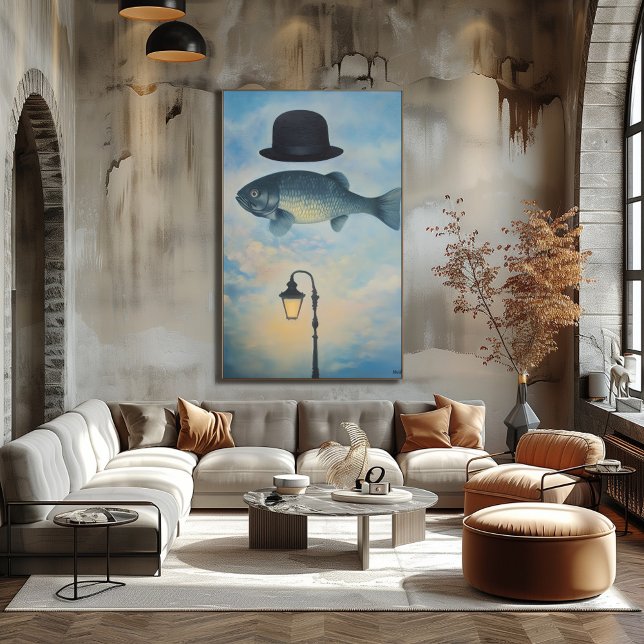 Surreal Dreamscape-fisk med Bowlareare Hat Poster (Skapare uppladdad)