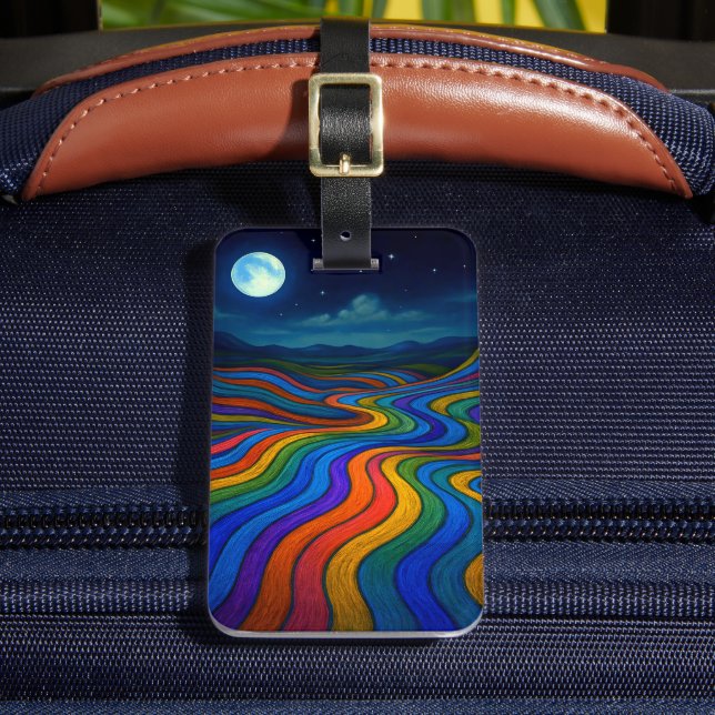 Surreal Dreamscape Moonlight Rainbow Land Bagagebricka (Framsida Insitu 2)