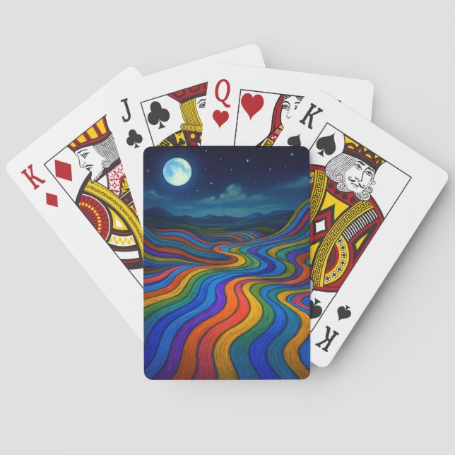 Surreal Dreamscape Moonlight Rainbow Land Casinokort (Baksidan)