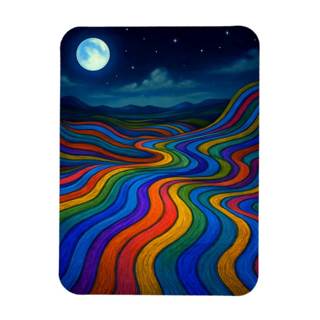 Surreal Dreamscape Moonlight Rainbow Land Magnet (Vertikal)