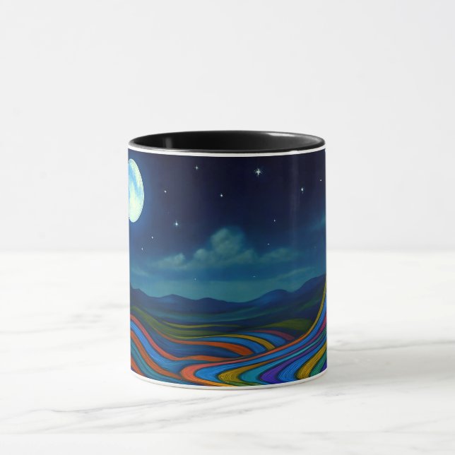 Surreal Dreamscape Moonlight Rainbow Land Mugg (Center)