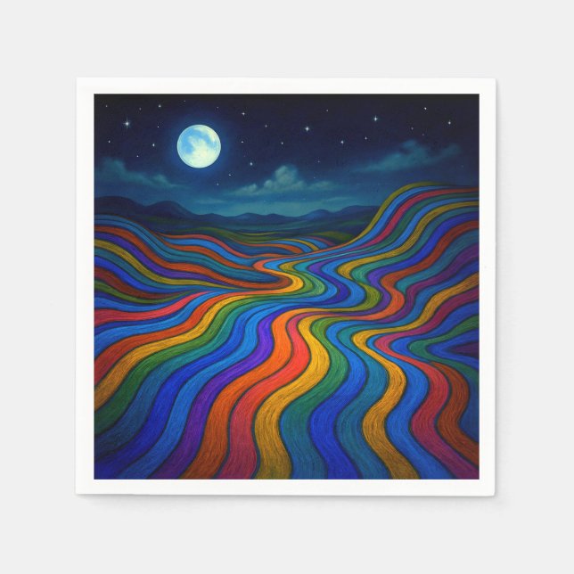 Surreal Dreamscape Moonlight Rainbow Land Pappersservett (Framsidan)