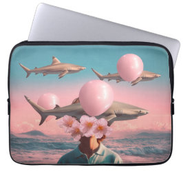 Surreal Dreamscape with Sharks and Balloons Laptop Fodral
