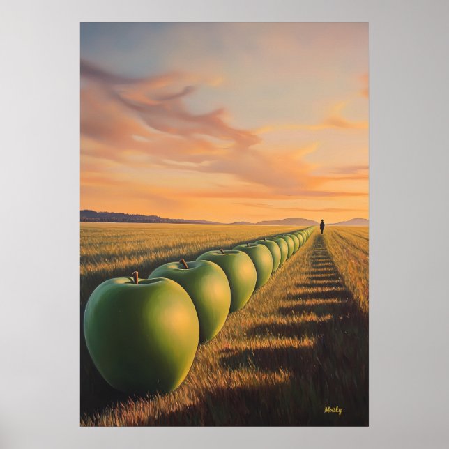 Surreal drömlandsapelsiner i skymningsfält poster (Framsidan)