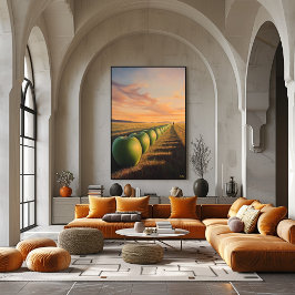 Surreal drömlandsapelsiner i skymningsfält poster