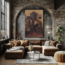 Surreal drömlandsbild av en ihålig häst i en vinta poster