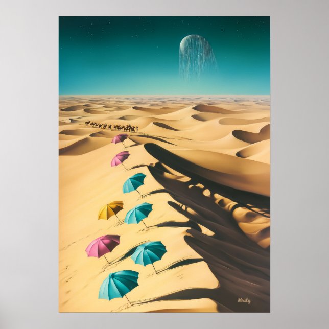 Surreal drömlandschaft av färgglada paraplyer i ök poster (Framsidan)