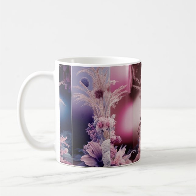 Surreal drömlik blomstertavla i delad panel på kla kaffemugg (Vänster)